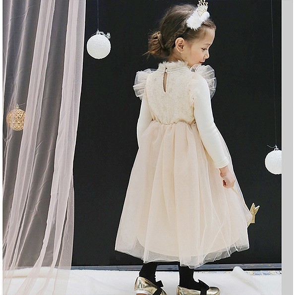 キッズ　ジュニア　子供服　ドレス　長袖　ベロア地　パーティー　おしゃれ　かわいい　キュート　スカート　レース　リボン　誕生日　イベント　結婚式　ピンク　ホワイト　送料無料