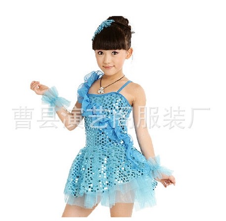 キッズ　ジュニア　子供服　競技ドレス　ワンピース　無地　スパンコール　膝上丈　チュチュ　ノースリーブ　大きいサイズ　ダンス　発表会　バレエ　タンゴ　ラテンダンス　ステージ　フィギュアスケート　イエロー　ブルー　ピンク　送料無料