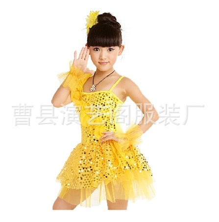 キッズ　ジュニア　子供服　競技ドレス　ワンピース　無地　スパンコール　膝上丈　チュチュ　ノースリーブ　大きいサイズ　ダンス　発表会　バレエ　タンゴ　ラテンダンス　ステージ　フィギュアスケート　イエロー　ブルー　ピンク　送料無料