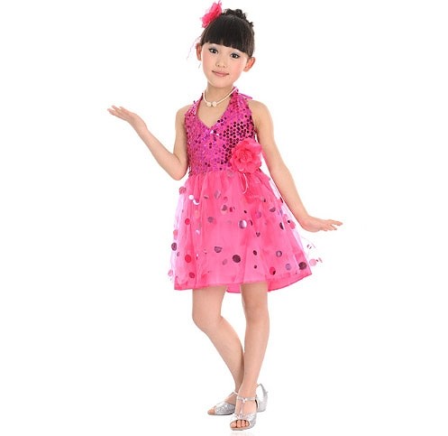 キッズ　ジュニア　子供服　競技ドレス　ワンピース　無地　スパンコール　チュチュ　膝上丈　ノースリーブ　ダンス　発表会　バレエ　タンゴ　ラテンダンス　ステージ　フィギュアスケート　イエロー　グリーン　レッド　ピンク　ブルー　送料無料