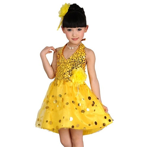 キッズ　ジュニア　子供服　競技ドレス　ワンピース　無地　スパンコール　チュチュ　膝上丈　ノースリーブ　ダンス　発表会　バレエ　タンゴ　ラテンダンス　ステージ　フィギュアスケート　イエロー　グリーン　レッド　ピンク　ブルー　送料無料