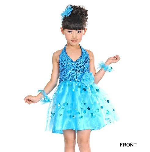 キッズ　ジュニア　子供服　競技ドレス　ワンピース　無地　スパンコール　チュチュ　膝上丈　ノースリーブ　ダンス　発表会　バレエ　タンゴ　ラテンダンス　ステージ　フィギュアスケート　イエロー　グリーン　レッド　ピンク　ブルー　送料無料