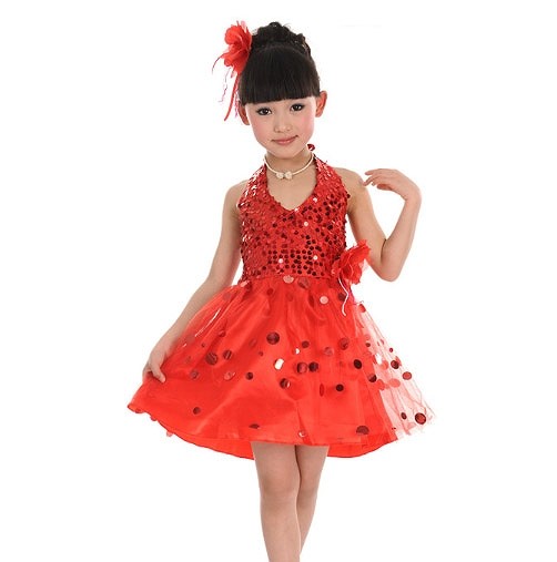 キッズ　ジュニア　子供服　競技ドレス　ワンピース　無地　スパンコール　チュチュ　膝上丈　ノースリーブ　ダンス　発表会　バレエ　タンゴ　ラテンダンス　ステージ　フィギュアスケート　イエロー　グリーン　レッド　ピンク　ブルー　送料無料