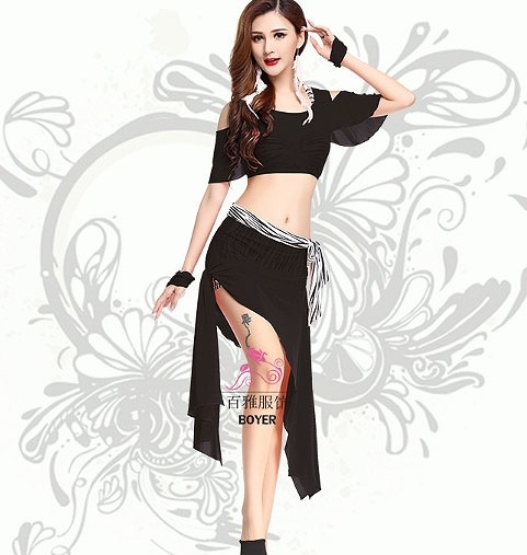 レディース　競技ドレス　ツーピース　無地　半袖トップス　膝上丈　スカート　フリーサイズ　発表会　ベリーダンス　ラテンダンス　サルサ　タンゴ　社交ダンス　フィギュアスケート　パープル　ピンク　ブルー　グリーン　レッド　ブラック　イエロー　送料無料