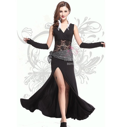 レディース　競技ドレス　ワンピース　無地　Vネック　ロング　フリーサイズ　発表会　ベリーダンス　ラテンダンス　サルサ　タンゴ　社交ダンス　フィギュアスケート　レッド　パープル　イエロー　ホワイト　オレンジ　ブラック　ピンク　グリーン　ブルー　送料無料