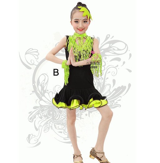 キッズ　ジュニア　子供服　競技ドレス　ワンピース　無地　Vネック　ノースリーブ　チュチュ　膝上丈　タンゴ　大きいサイズ　ダンス　発表会　バレエ　ラテンダンス　社交ダンス　ステージ　フィギュアスケート　ピンク　グリーン　イエロー　レッド　送料無料