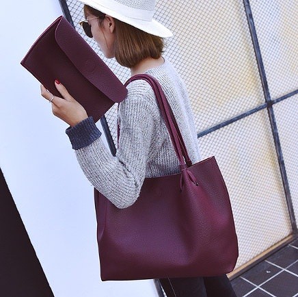 レディース　トートバッグ＆クラッチバッグ　肩掛け　大きめ　おしゃれ　可愛い　無地　お出かけ　カジュアル　デート　オフィス　デイリー　通勤　通学　ブラック　グレー　ワイン　ホワイト　送料無料