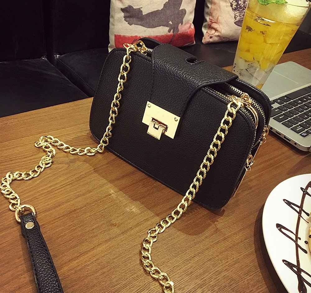 レディース　ミニハンドバッグ　ショルダーチェーン　２ｗａｙ　ＰＵレザー　ジッパー　おしゃれ　可愛い　カジュアル　お出かけ　デート　旅行　デイリー　ブラック　送料無料