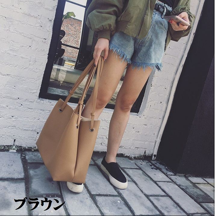 レディース　トートバッグ　ショルダー　シンプル　レザー　おしゃれ　可愛い　カジュアル　お出かけ　デート　旅行　通勤　通学　デイリー　ブラック　ピンク　グレー　ブラウン　送料無料