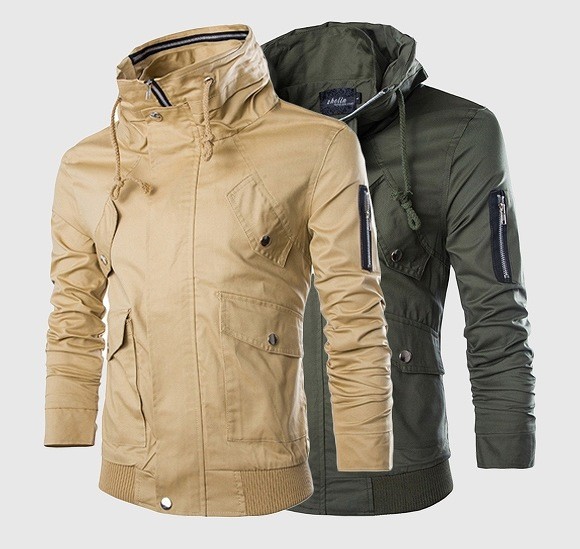 メンズ　コットンジャケット　フルジップ　アウター　ストリート　カジュアル　普段着　デイリー　おしゃれ　秋冬　カーキ　ブラック　アーミーグリーン　オレンジ　ネイビー　送料無料