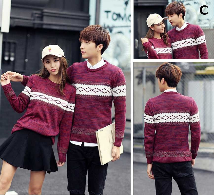 メンズ　レディース　ニットセーター　ペアルック　お揃い　クルーネック　プルオーバー　スリム　トップス　ストリート　カジュアル　普段着　デイリー　おしゃれ　ホワイト　ネイビー　ワイン　送料無料