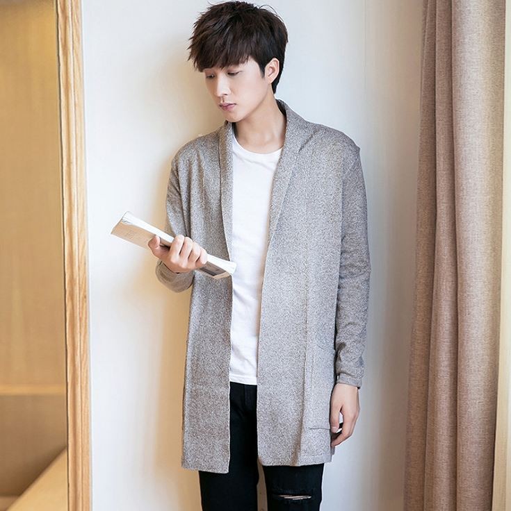 メンズ　ロングカーディガン　ソリッドカラー　スリム　トップス　ストリート　カジュアル　普段着　デイリー　おしゃれ　６カラー　大きいサイズ　送料無料