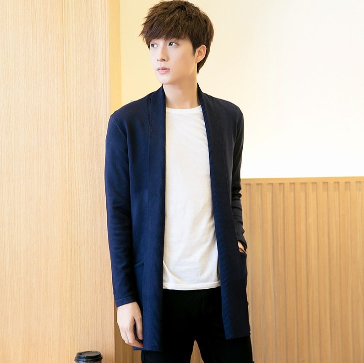 メンズ　ロングカーディガン　ソリッドカラー　スリム　トップス　ストリート　カジュアル　普段着　デイリー　おしゃれ　６カラー　大きいサイズ　送料無料