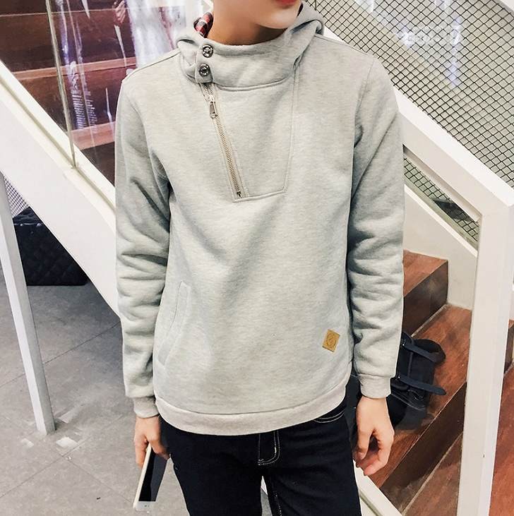 メンズ　パーカー　長袖　ハーフジップ　スリム　ストリート　カジュアル　普段着　春秋　デイリー　おしゃれ　グレー　ブラック　ネイビー　大きいサイズ　送料無料
