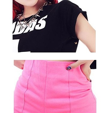 レディース　Tシャツ　トップス　ショートパンツ　ミニ　パンツ　セット　黒　ブラック　ピンク　ヒップホップ　ダンス　ステージ　衣装　送料無料