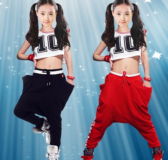 子供服　キッズ　ガール　女　トップス　へそ出し　パンツ　セット　黒　ブラック　赤　レッド　ヒップホップ　ダンス　衣装　送料無料