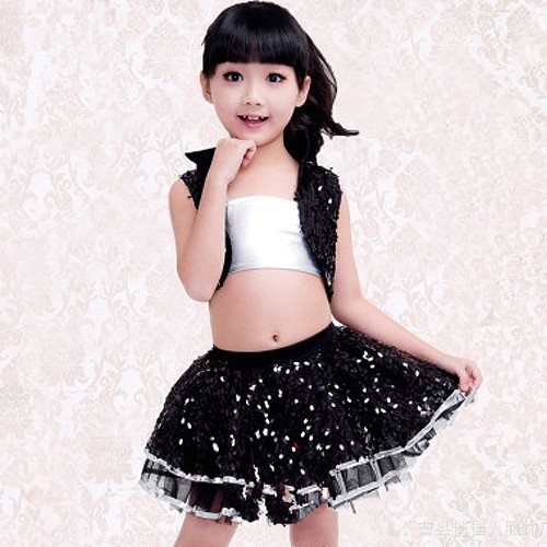 キッズ　ジュニア　子供服　ドレス　ダンス　ジャズ　スパンコール　発表会　演奏会　衣装　フォーマル　ミニドレス　ピアノ　パーティー　結婚式　かわいい　おしゃれ　女の子　11121314150 cm　子供用　ピンク　ブラック　送料無料