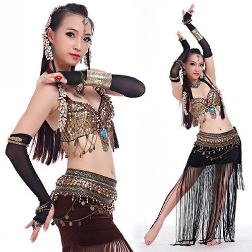 レディース　ベリーダンス　コスプレ　コスチューム　ドレス　衣装　セット　アラビアン　アラジン　ジャズダンス　ダンスウェア　パーティー　ステージ　イベント　舞台　モダンダンス　社交ダンス　セクシー　ブラック　フリーサイズ　送料無料