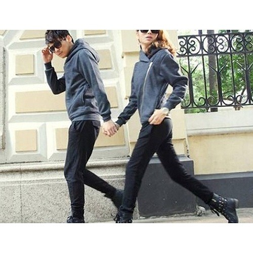 ペアルック　カップル　ライダース風　ジャケット　フード付き　JKT　アウター　お揃い　カジュアル　かわいい　おしゃれ　部屋着　セット　ご夫婦　メンズ　レディース　ユニセックス　男女兼用　ブラック　グレー　M　L　XL　XXL　XXXL　送料無料