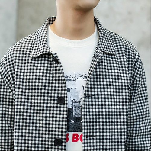 ペアルック　カップル　ギンガクチェック　シャツ　長袖　お揃い　カジュアル　かわいい　おしゃれ　シンプル　部屋着　セット　ご夫婦　メンズ　レディース　ユニセックス　男女兼用　S　M　L　XL　XXL　ブラック×ホワイト　送料無料