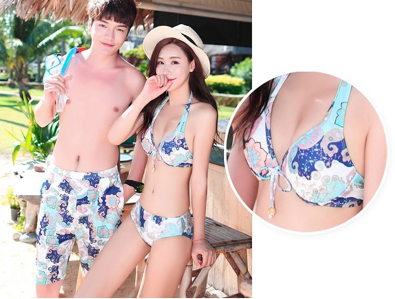 レディース　ビキニ　カバーセットアップ水着　ペイズリー柄　メンズ　サーフパンツ　夏　海　プール　海水浴　レジャー　アウトドア　旅行　ブルー　ピンク　送料無料