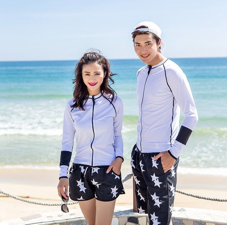 レディース　ラッシュガード　ショートパンツ　セット水着　メンズ　サーフパンツ　ペアルック　夏　海　プール　海水浴　レジャー　アウトドア　旅行　ブラック　ネイビー　グリーン　送料無料