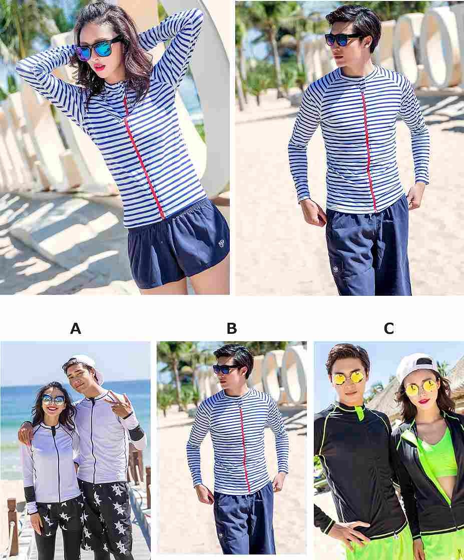 レディース　ラッシュガード　ショートパンツ　セット水着　メンズ　サーフパンツ　ペアルック　夏　海　プール　海水浴　レジャー　アウトドア　旅行　ブラック　ネイビー　グリーン　送料無料