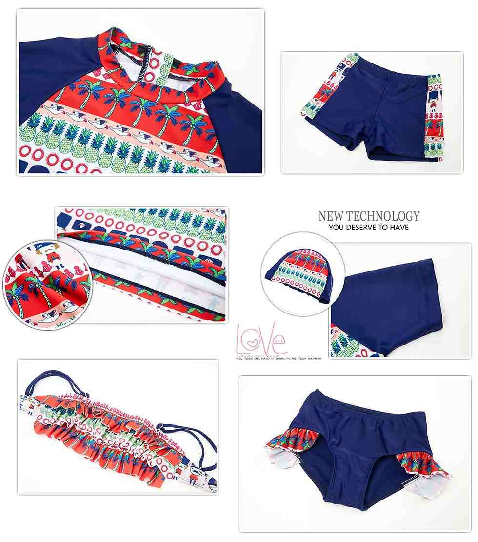 ファミリー　キッズ　メンズ　ペアルック　フレアビキニ　ボーイレッグ　サーフパンツ　幾何学模様　夏　海　プール　海水浴　レジャー　アウトドア　ネイビー　送料無料