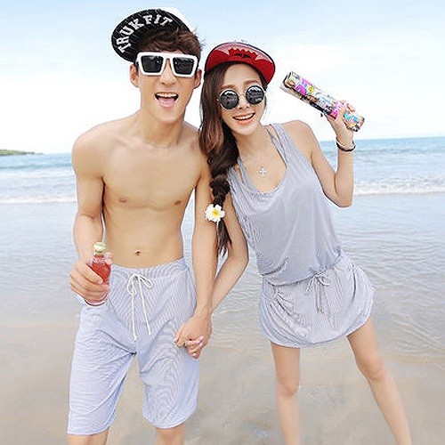 レディース　女性用　水着　ビキニ　タンキニ　ワンピース　ショートパンツ　体型カバー　3点セット　夏　海　海水浴　プール　ビーチ　旅行　シンプル　かわいい　ボーダー　ペアルック　カップル　メンズ　海水パンツ　海パン　サーフパンツ　ハーフパンツ　送料無料