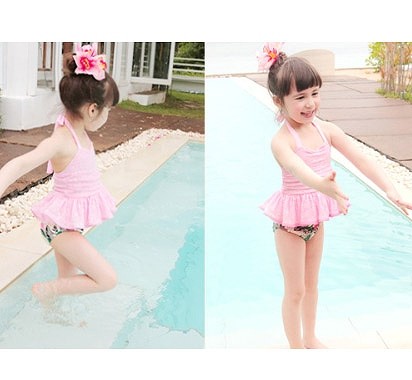 水着　女の子　キッズ　ジュニア　子供　韓国　子供服　スカート　ワンピースキュート　かわいい　セクシー　夏　海　プール　スイムウェア　12131415cm　ピンク　ホワイト　送料無料