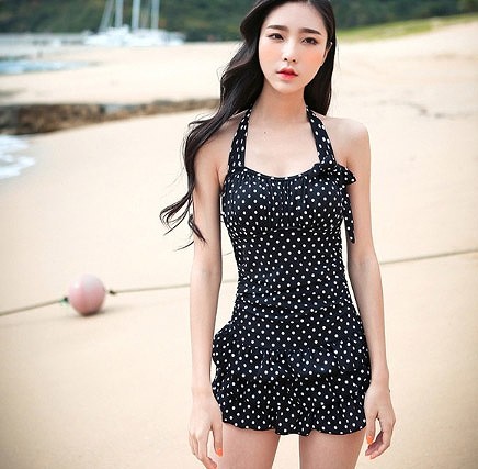 水着　レディース　ホルターネック　スカート　ワンピース　フリル　女性用　女の子　ママ　キュート　かわいい　セクシー　海外　夏　海　プール　スイムウェア　S　M　L　XL　XXL　2L　3L　ブラック　レッド　黒　赤　送料無料