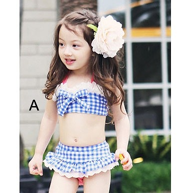 水着　女の子　キッズ　ジュニア　ビキニ　ホルターネック　ギンガムチェック　子供　韓国　子供服　フリル　キュート　かわいい　夏　海　プール　ビーチ　スイムウェア　910111213141516cm　レッド　ブルー　送料無料