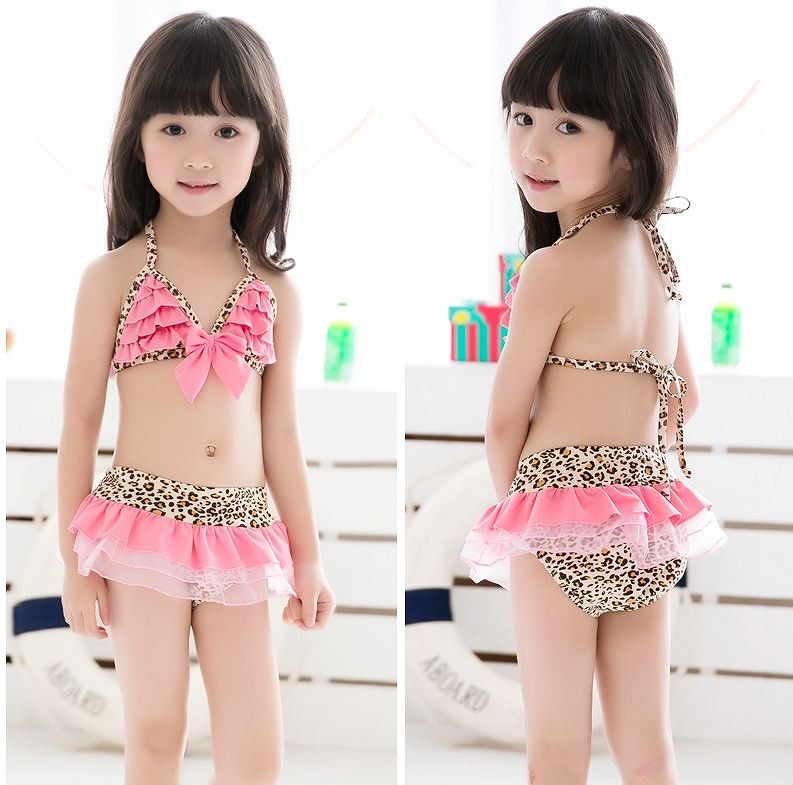 キッズ　ジュニア　女の子　水着　ビキニ　キャップ　セット　シフォン　ヒョウ柄　フラワー　花柄　無地　スイムウェア　かわいい　キュート　夏　ビーチ　リゾート　マリン　海水浴　プール　スイミング　ピンク　イエロー　ブルー　送料無料