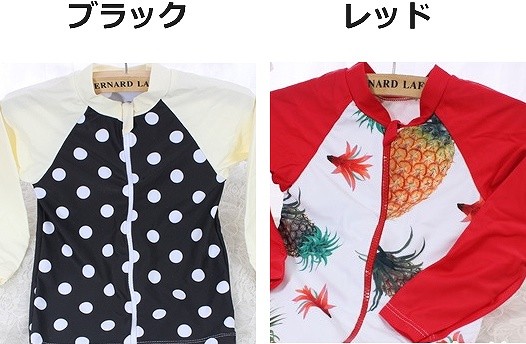 キッズ　ジュニア　女の子　水着　ビキニ　ラッシュガード　セット　キャップ　ドット柄　フルーツ柄　フリル　スイムウェア　かわいい　キュート　夏　ビーチ　リゾート　マリン　海水浴　プール　スイミング　ブラック　レッド　送料無料