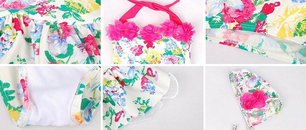 キッズ　ジュニア　女の子　水着　ワンピース　セット　フリル　総柄　フラワー　花柄　スイムウェア　かわいい　キュート　夏　ビーチ　リゾート　マリン　海水浴　プール　スイミング　ホワイト×ピンク　送料無料