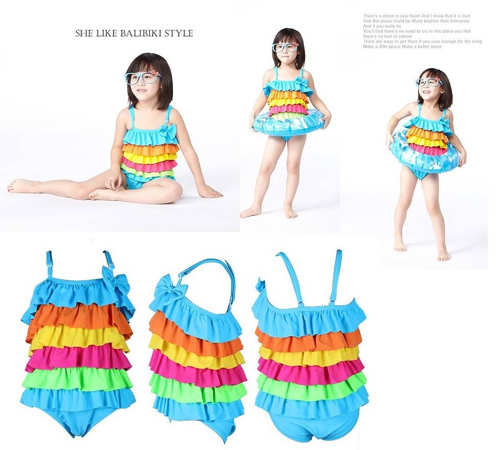 キッズ　ジュニア　女の子　水着　ワンピース　ボーダー　フリル　スイムウェア　かわいい　キュート　夏　ビーチ　リゾート　マリン　海水浴　プール　スイミング　ブルー　ワインレッド　送料無料