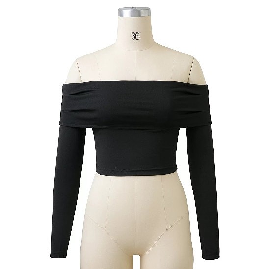 レディース　長袖　トップス　ストラップレス　春　女性用　大人　キュート　可愛い　セクシー　おしゃれ　ファッション　S　M　L　サイズ　ホワイト　ピンク　ベージュ　ブラウン　ブラック　白　茶　黒　送料無料