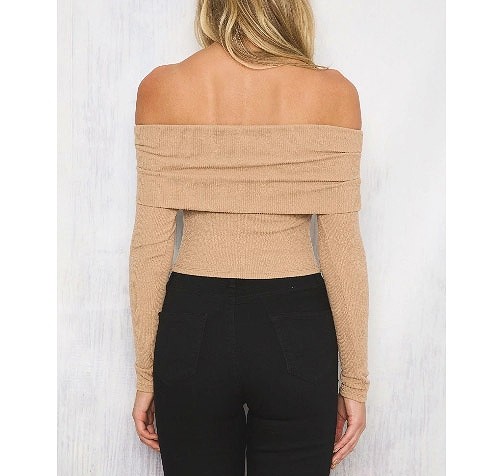 レディース　長袖　トップス　ストラップレス　春　女性用　大人　キュート　可愛い　セクシー　おしゃれ　ファッション　S　M　L　サイズ　ホワイト　ピンク　ベージュ　ブラウン　ブラック　白　茶　黒　送料無料