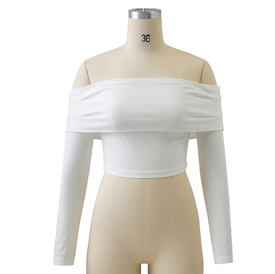 レディース　長袖　トップス　ストラップレス　春　女性用　大人　キュート　可愛い　セクシー　おしゃれ　ファッション　S　M　L　サイズ　ホワイト　ピンク　ベージュ　ブラウン　ブラック　白　茶　黒　送料無料