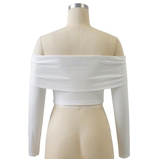 レディース　長袖　トップス　ストラップレス　春　女性用　大人　キュート　可愛い　セクシー　おしゃれ　ファッション　S　M　L　サイズ　ホワイト　ピンク　ベージュ　ブラウン　ブラック　白　茶　黒　送料無料