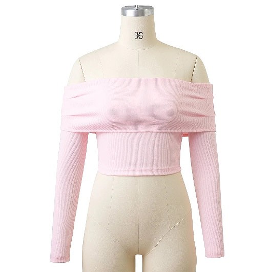 レディース　長袖　トップス　ストラップレス　春　女性用　大人　キュート　可愛い　セクシー　おしゃれ　ファッション　S　M　L　サイズ　ホワイト　ピンク　ベージュ　ブラウン　ブラック　白　茶　黒　送料無料