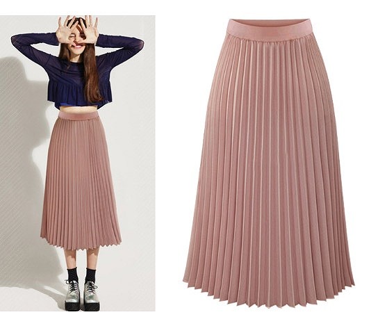 レディース　プリーツスカート　シフォン　ハイウエスト　ロング　ミモレ丈　春　スカート　女性用　大人　キュート　可愛い　セクシー　おしゃれ　ファッション　S　M　L　XL　サイズ　ピンク　ブラック　ホワイト　黒　白　送料無料