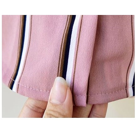 レディース　長袖　シャツ　ストライプ　ブラウス　トップス　開襟シャツ　春　ロングシャツ　女性用　清楚　大人　キュート　可愛い　おしゃれ　セクシー　ファッション　S　M　L　XL　サイズ　ピンク　送料無料