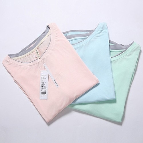 レディース　レーヨン　5分袖　Uネック　ルームウェア　上下セット　長袖　部屋着　パジャマ　ナイトウェア　セットアップ　パンツ　シンプル　女性用　大人　S　M　L　XL　サイズ　ピンク　グリーン　ブルー　無地　送料無料