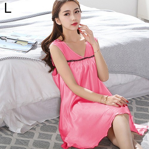 レディース　パジャマ　ナイトウェア　ネグリジュ　セクシー　無地　Vネック　ノースリーブ　シンプル　カジュアル　フリーサイズ　大人可愛い　リラックス　ルームウェア　ラフスタイル　パープル　ブラック　ホワイト　ピンク　ベージュ　レッド　クリーム　送料無料