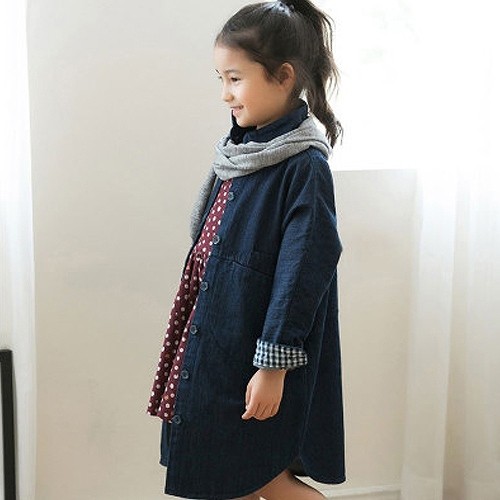 キッズ　ジュニア　子供服　アウター　コート　セミロング　ジャケット　無地　長袖　かわいい　キュート　カジュアル　デイリー　通学　通塾　デート　お出かけ　ネイビー　送料無料