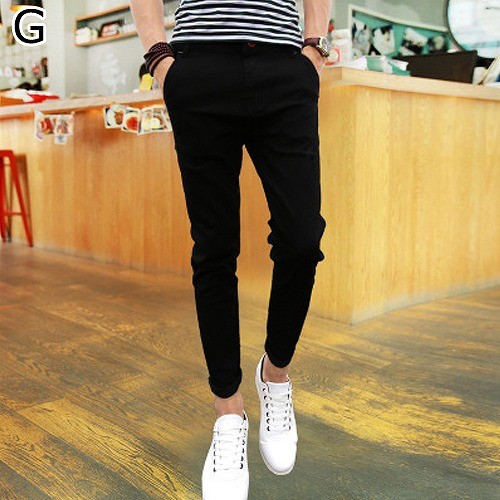 メンズ　ボトムス　デニムパンツ　ジーンズ　ロールアップ　スリム　スキニー　無地　カジュアル　シンプル　脚長　デイリー　お出かけ　デート　ブルー　ブラック　送料無料