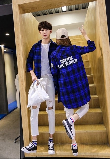 メンズ　トップス　シャツ　長袖　チェック　ワッペン　シンプル　カジュアル　大きいサイズ　デート　お出かけ　デイリー　レッド　ブルー　送料無料