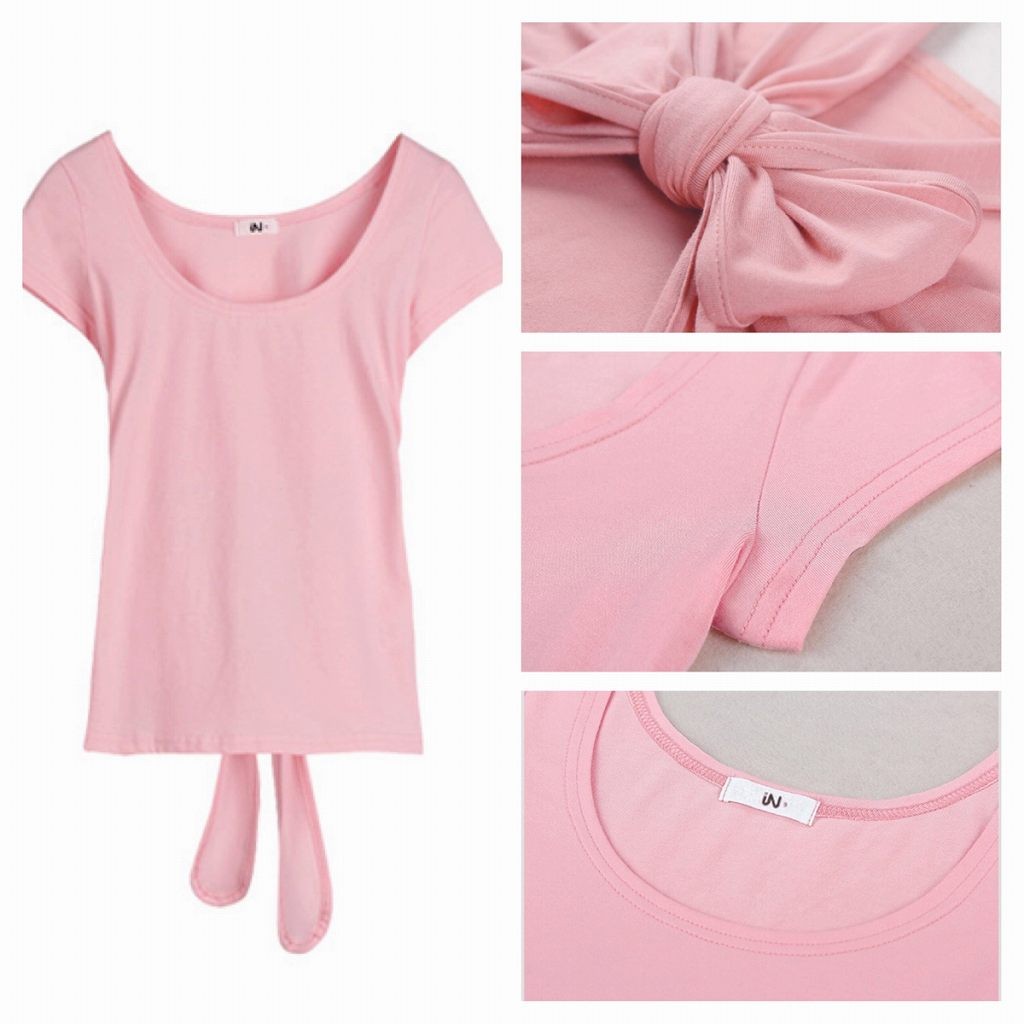 レディース　キャップスリーブ　Tシャツ　リボン　大きいサイズ　トップス　Uネック　春　夏　女性　大人　カジュアル　キュート　可愛い　おしゃれ　セクシー　ファッション　ホワイト　ブラック　ピンク　ベージュ　黒　白　S　M　L　XL　XXL　サイズ　送料無料