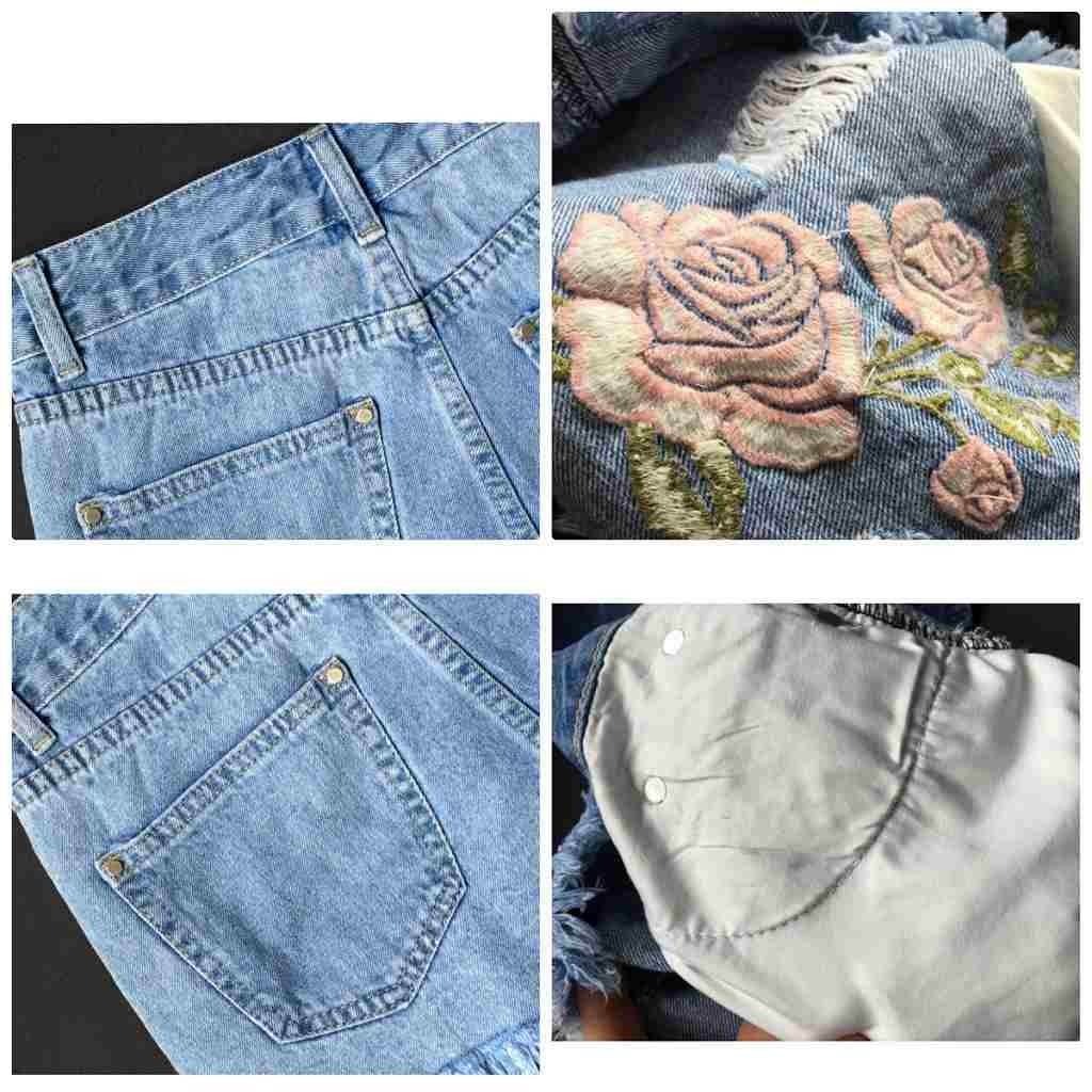 レディース　デニム　花柄　刺繍　ホットパンツ　ショートパンツ　ジーンズ　ボトムス　春　夏　女性　大人　カジュアル　キュート　可愛い　おしゃれ　ファッション　ベージュ　ピンク　34　36　38　442　インチ　送料無料